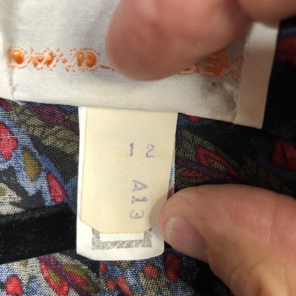 VINTAGE David Warren Dress Womens 12 Black Floral Paisley Made USA Back Zip 80s - Picture 6 of 16